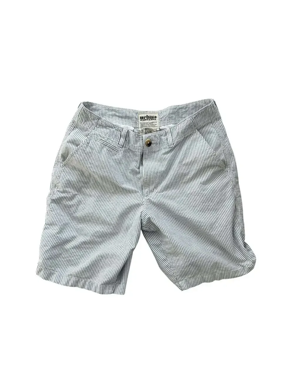 Urban Pipeline Mens Blue and White Striped Cotton Shorts Size 32